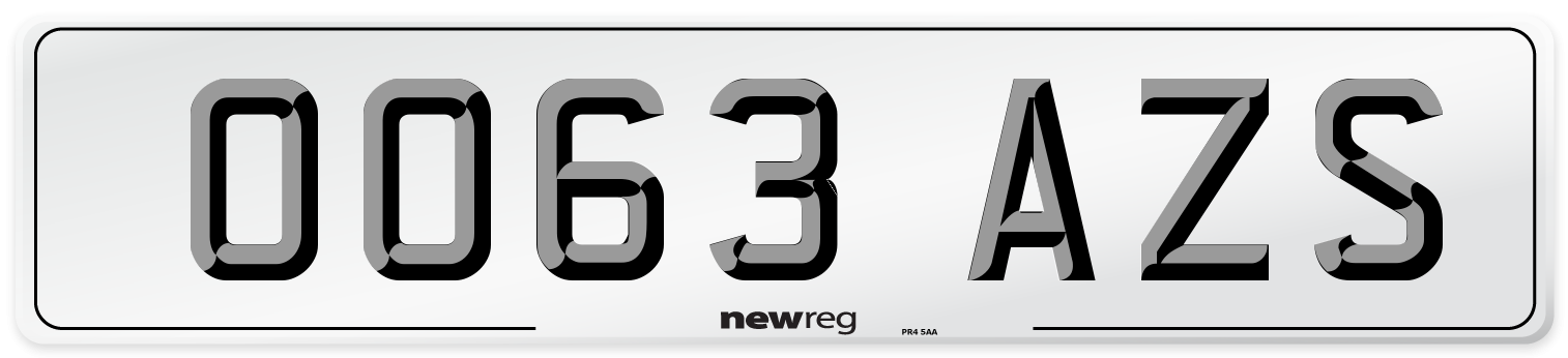 OO63 AZS Number Plate from New Reg
